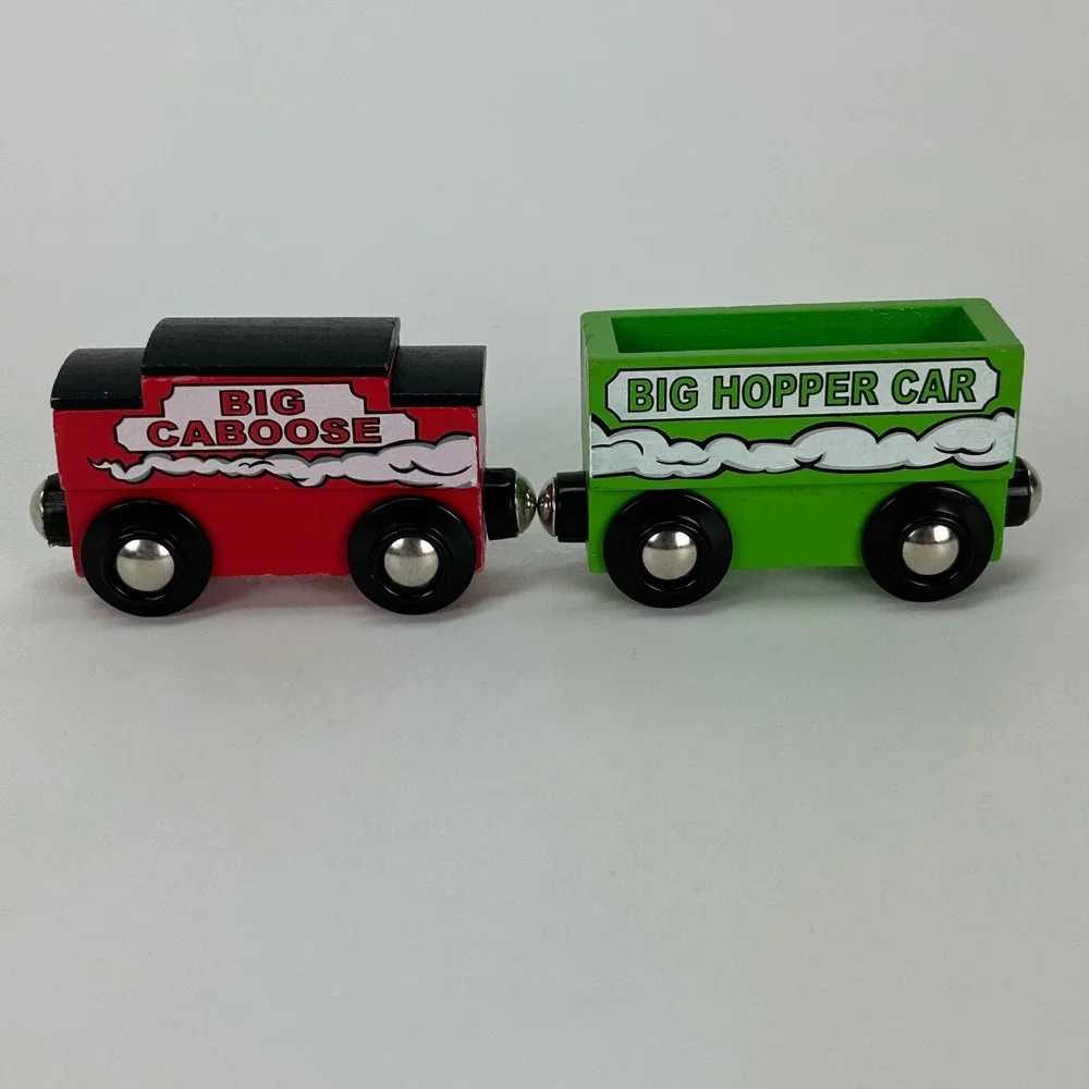 Maxim Enterprise Wooden Train Set The Big‎ Engine Coal Hopper Caboose 4pc